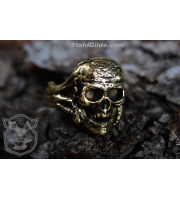 Bronze Celtic Gothic Antique Biker Skull  Ring